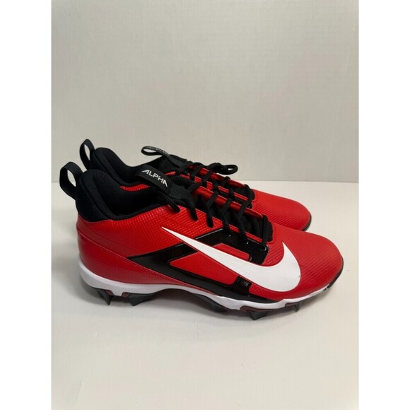 .9076 Nike Alpha Menace 4 Shark Molded Football Cleats Red/Black-US 9 Mens - Picture 1 of 5